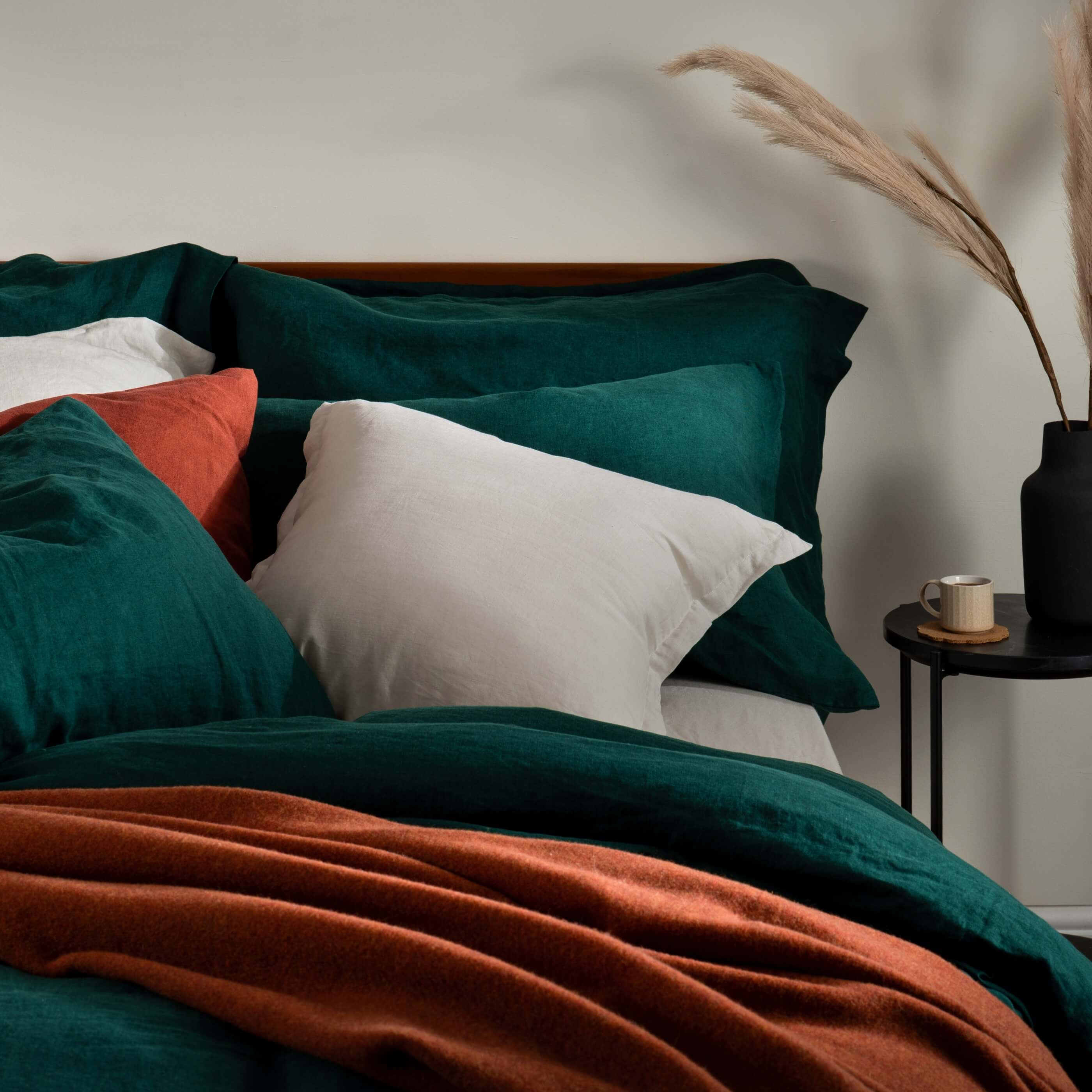 Dark Emerald French Linen 40cm Deep Fitted Sheets - Image 3