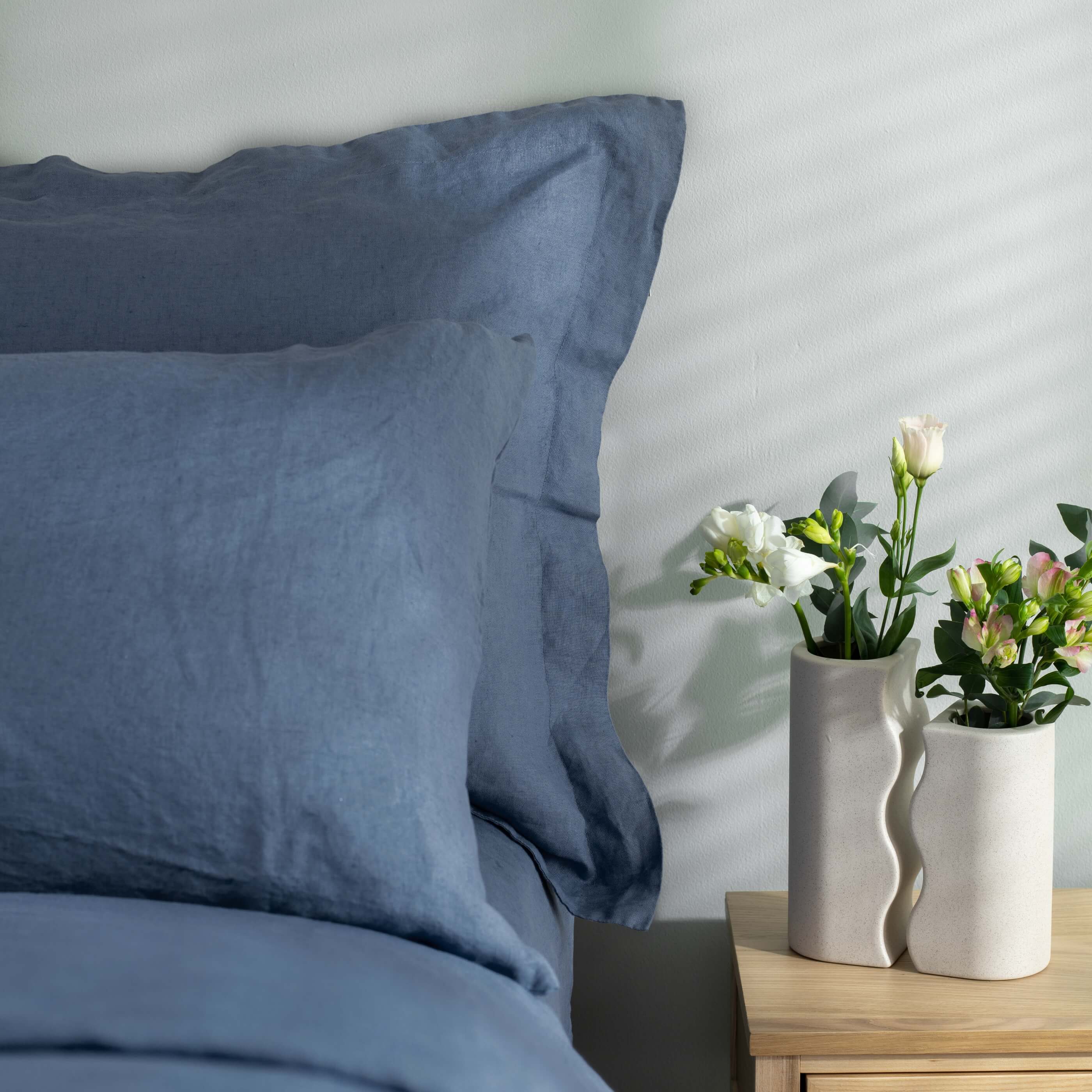 Denim Blue French Linen Bedding And Bed Sheets - Image 4