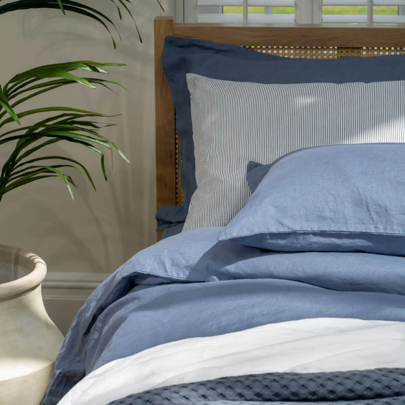 Denim Blue French Linen 40cm Deep Fitted Sheets - Image 4