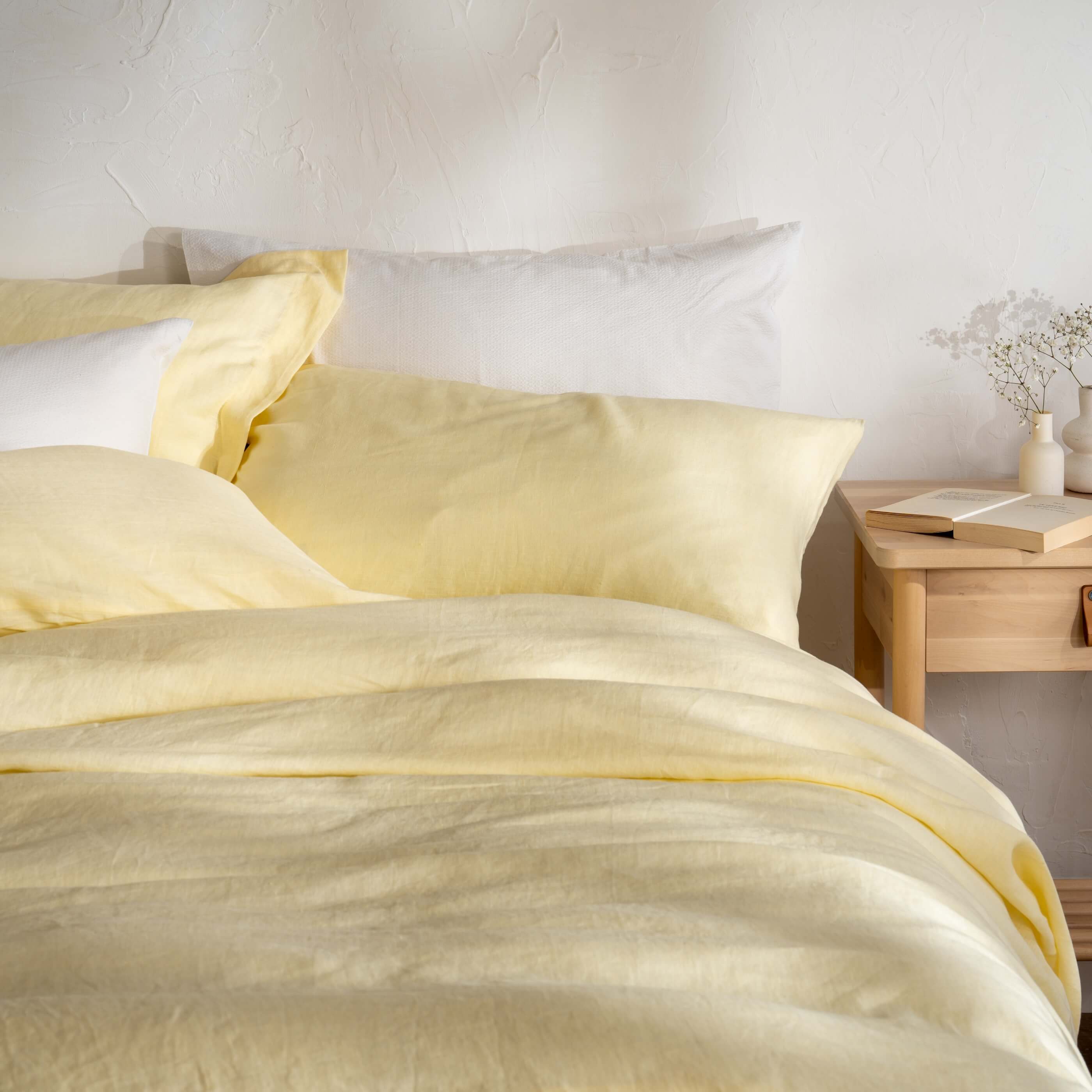 Lemon Yellow French Linen 40cm Deep Fitted Sheets - Image 3