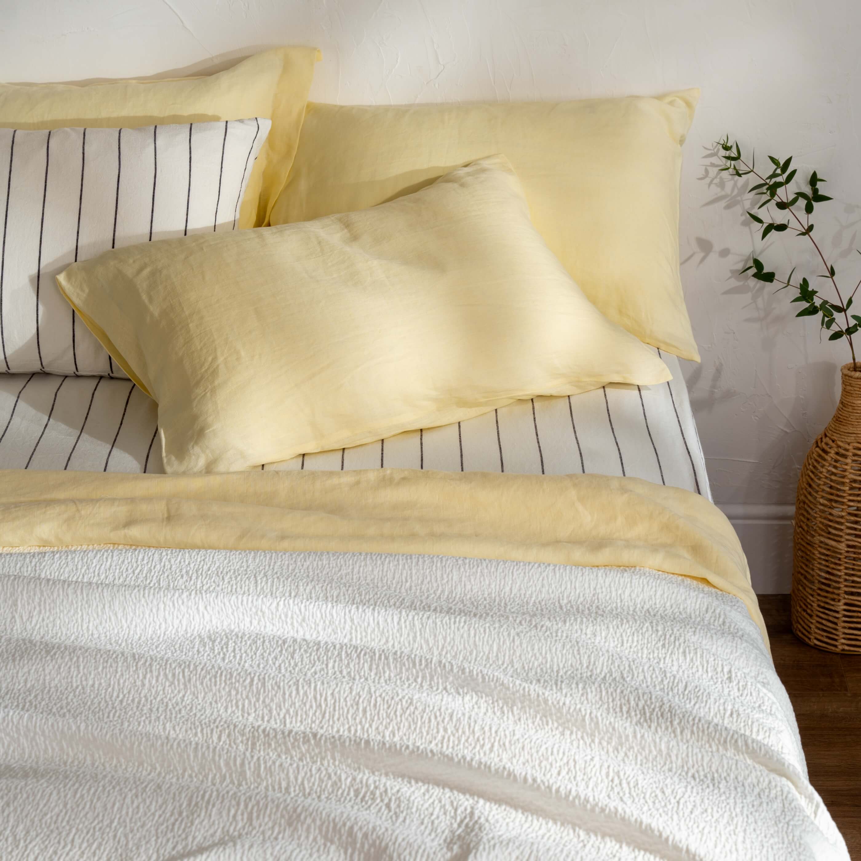 Lemon Yellow French Linen Pillowcases - Image 4