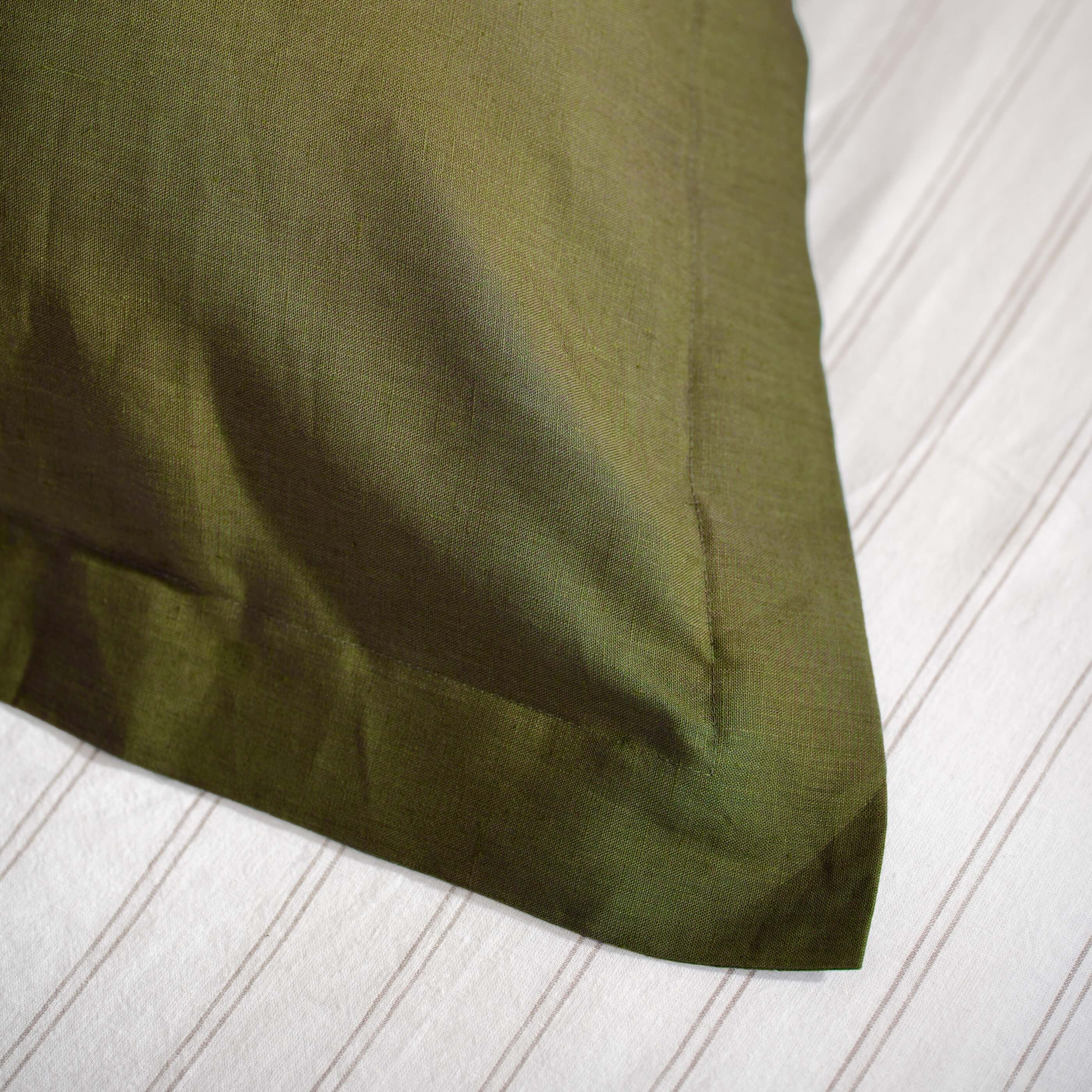 Olive Green French Linen Bedding And Bed Sheets - Image 5
