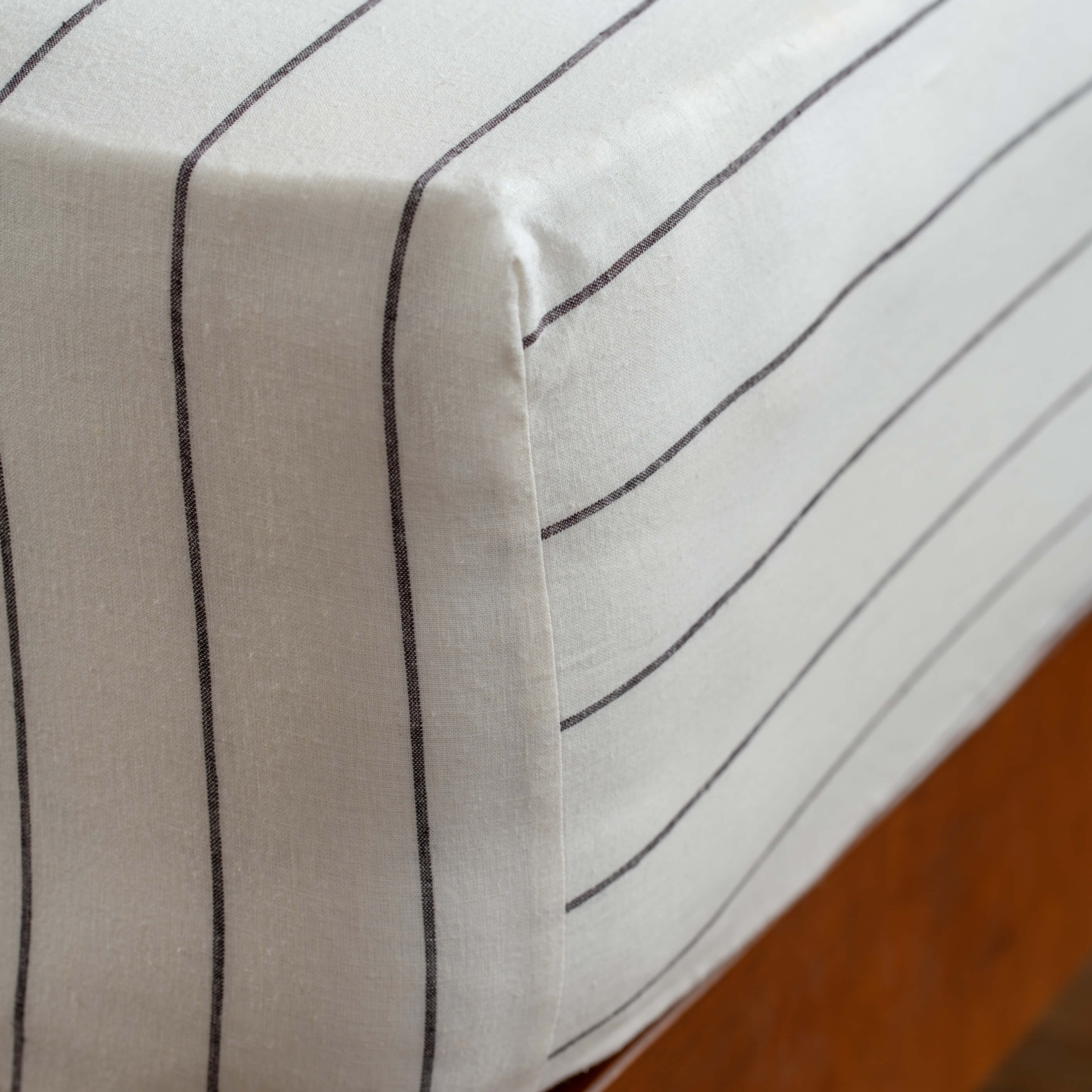 White/Blackberry Pinstripe Linen Cotton Blend Bedding - Image 4